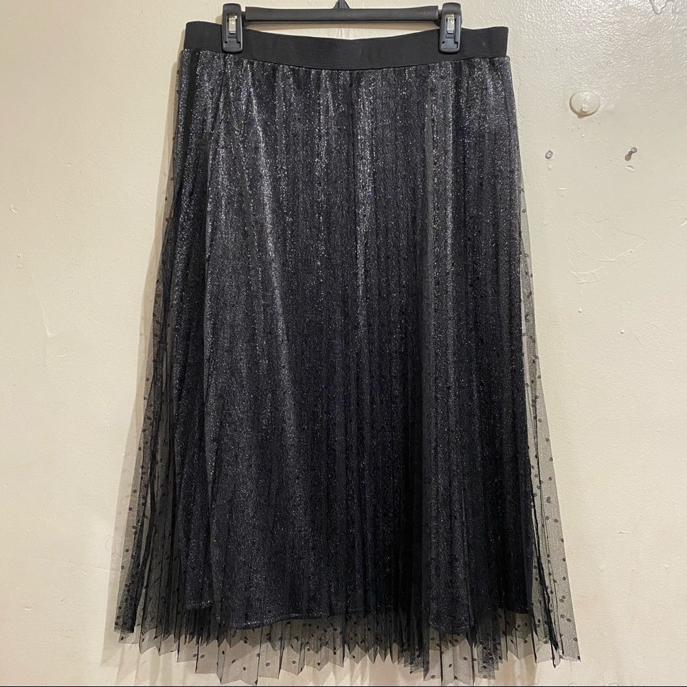 Alfani Black Lace Sparkly Maxi Skirt Size L